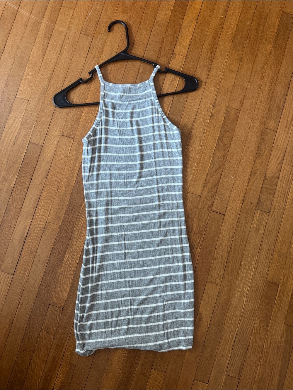 Garage Gray and White Striped Halter Midi Dress